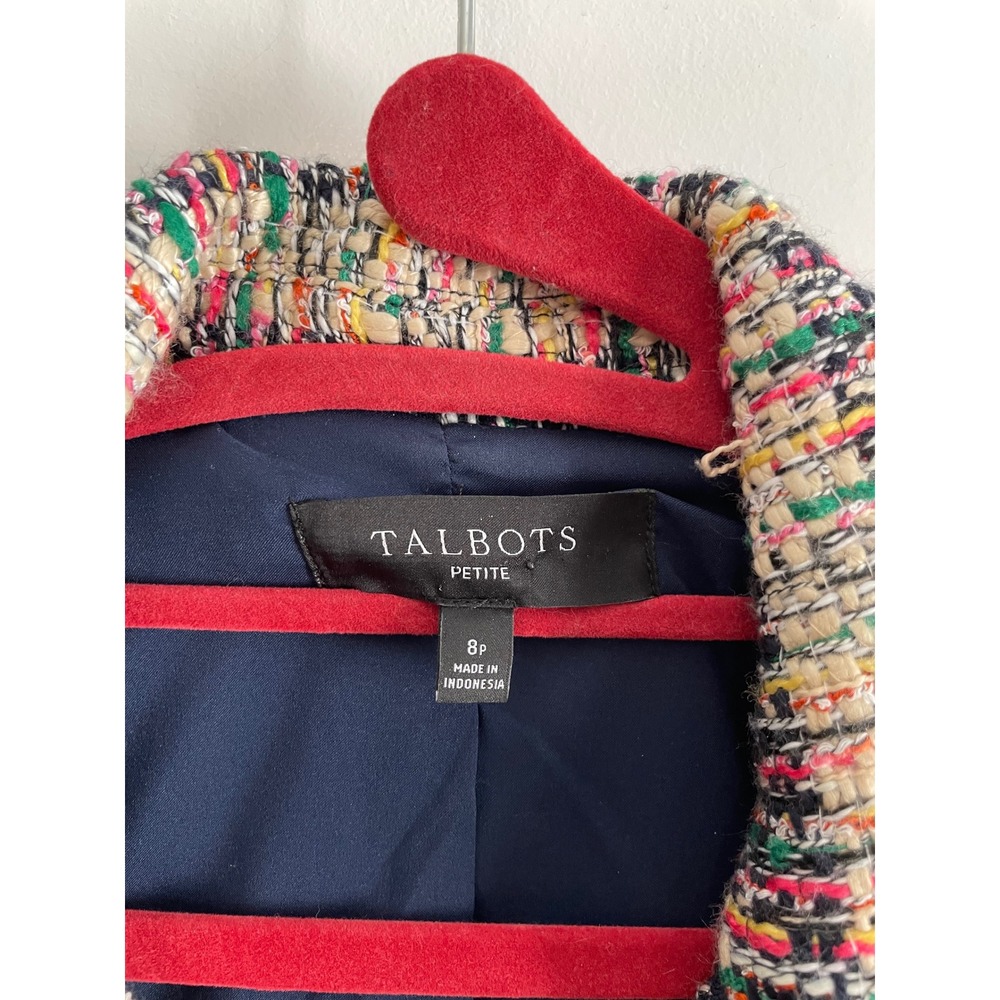 Talbots Tweed Blazer Multicolor Plaid Jacket Classic Tailored Career Chic - Picture 7 of 9